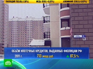 713 млрд рублей - объем ипотечного кредитования в 2011 году
